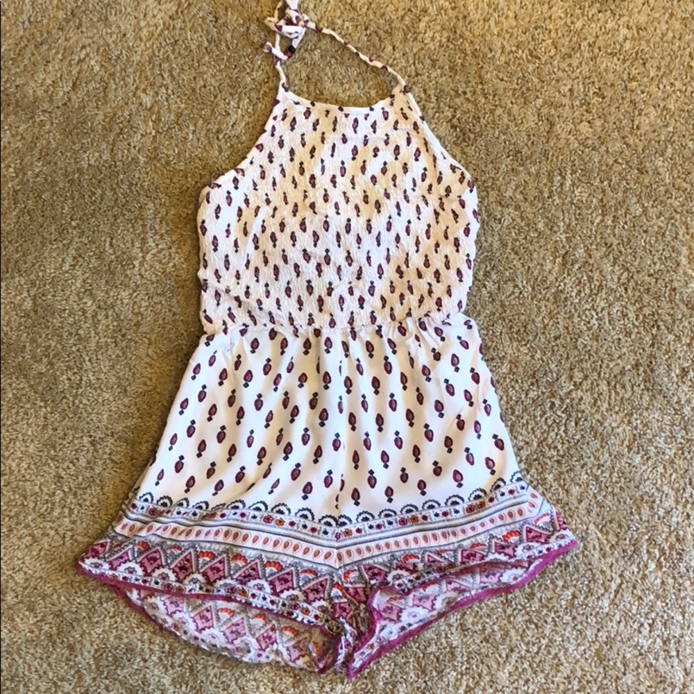 White & purple romper